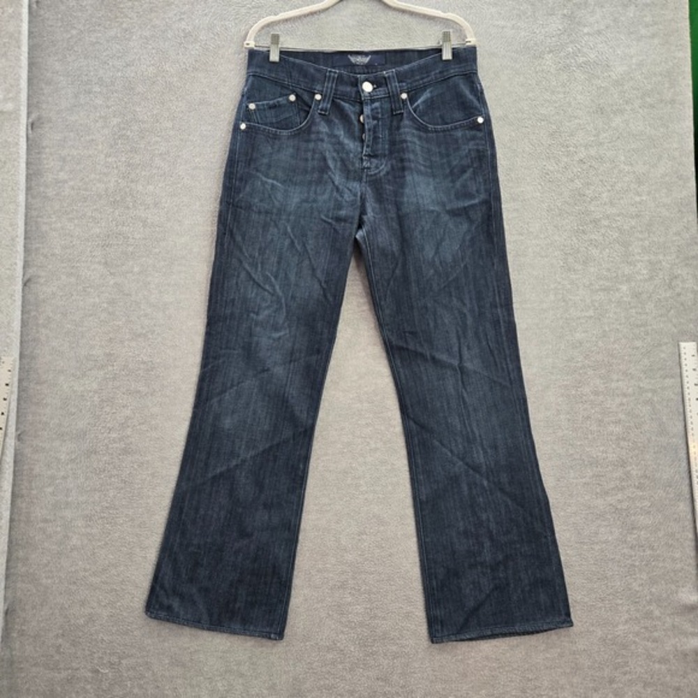 Rock & Republic Women Jeans 32 Blue Denim Straight Button Fly Dark Wash